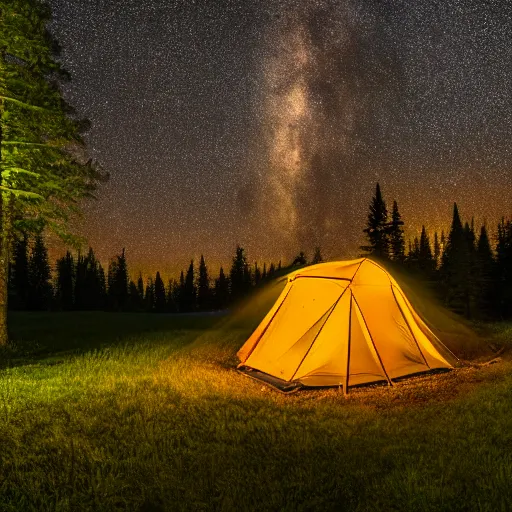 Image similar to campire in the woods at night in the canadian rockys, 4k, high detail, high-resolution photograph, professional photography, ultra-detail