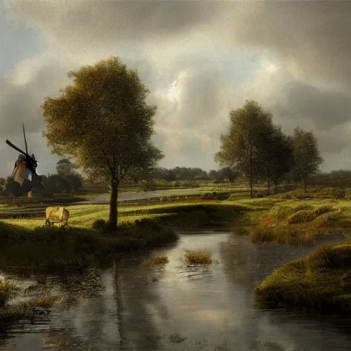 Image similar to Dutch landscape, photorealistic, 8K, detailed, clogs
