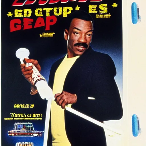 Prompt: a 8 0's movie poster starring eddie murphy as a plumber holding a plunger, toliet. the movie is titled beverly hills crap