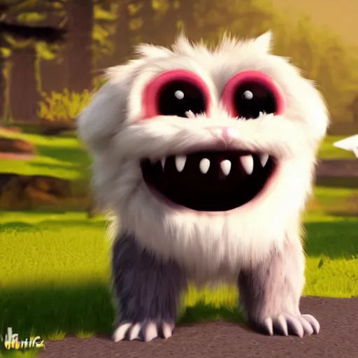 Prompt: a cute furry monster, unreal engine