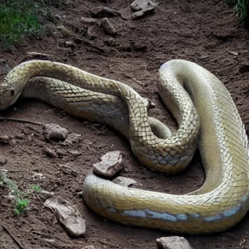 Prompt: huge snake in the grave squeezing a body, realistic, horror, dark