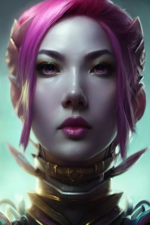 Image similar to ultra detailed face portrait of vi from league of legends from tv series arcane from netflix, extremely detailed digital painting, in the style of fenghua zhong and ruan jia and jeremy lipking and peter mohrbacher, mystical colors, rim light, beautiful lighting, 8 k, stunning scene, raytracing, octane, trending on artstation