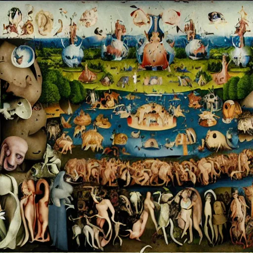 Image similar to a modern take on bosch garden of earthly delights, cross section detailed view