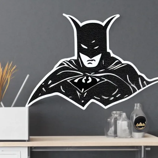 Image similar to die cut sticker of batman breakdancing, splatter paint