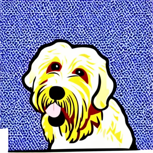 Image similar to wheaten terrier in the style of roy lichtenstein