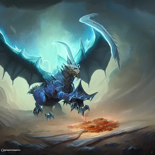 Prompt: Coherent : magical thunder lighting dragon, epic fantasy style, in the style of Greg Rutkowski, hearthstone artwork