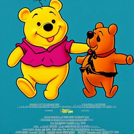 Prompt: winnie the poo on a wes anderson movie poster, vibrant, hyperdetailed