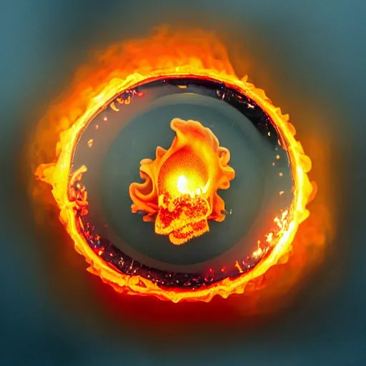 Prompt: soap bubble covered in fire flames, centered, symmetrical