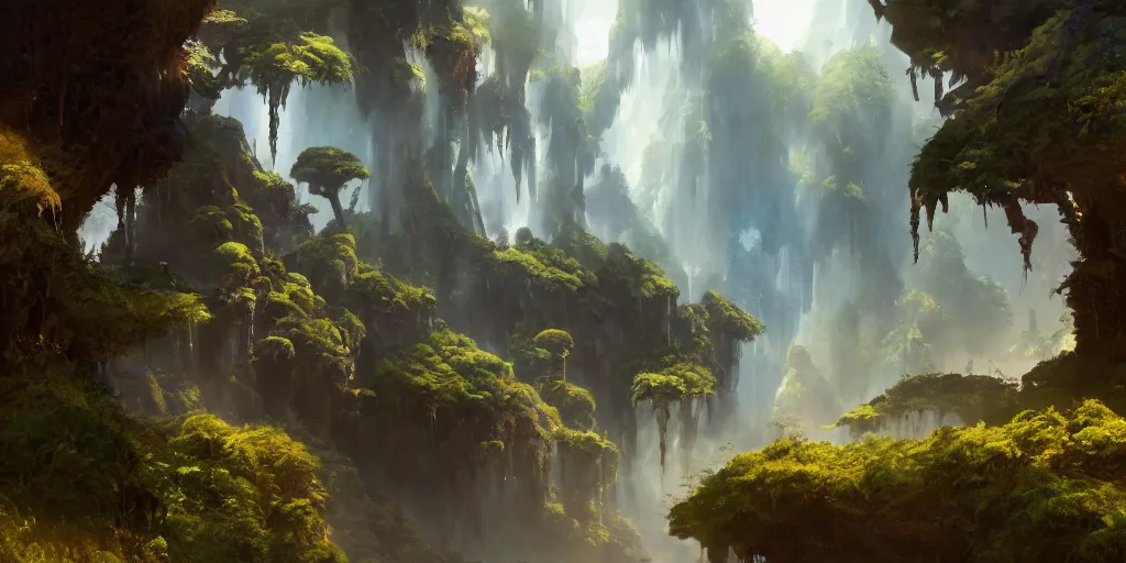 Image similar to an environmental concept art of avatar, highly detailed, environmental light, cinematic by francis tneh