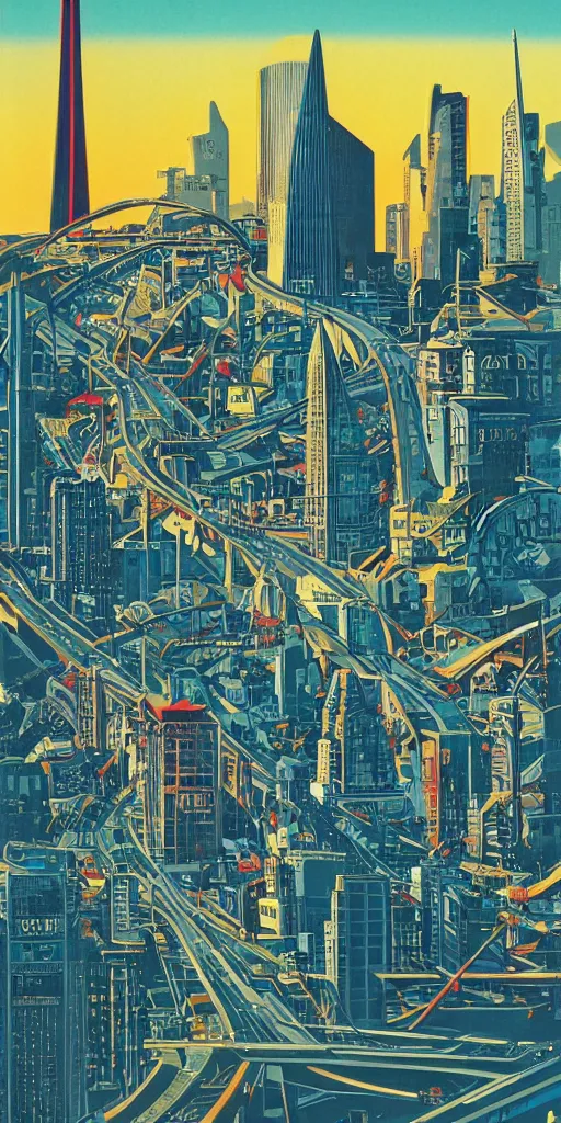 Image similar to Retro futuristic art of San Francisco in the year 2100