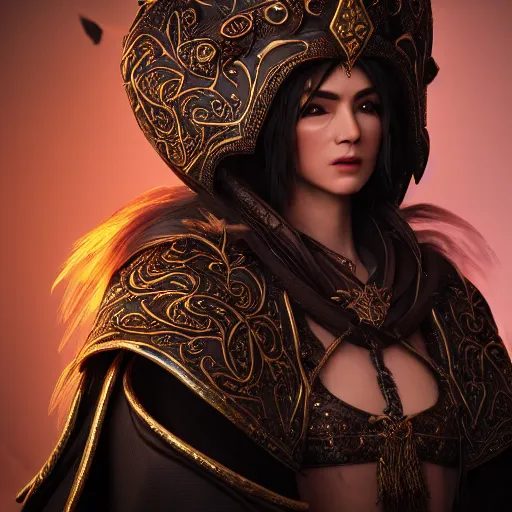 Image similar to a beautiful female fantasy wizard dressed in ornate arcane magical robes in a dungeons and dragons style, close up, 4 k, octane render, detailed