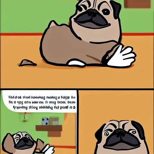 Prompt: a pug dreaming about a well designed hedgehog toy, in the style of a comic book,