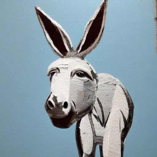 Image similar to donkey made of concrete painting