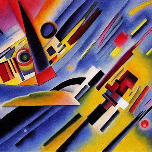 Prompt: A very detailed oil painting of a huge spaceship by Kandinsky