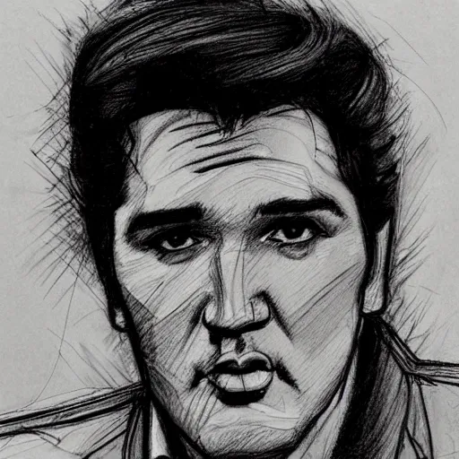 Image similar to a realistic yet scraggly portrait sketch of the side profile of a stern and sophisticated elvis presley, trending on artstation, intricate details, in the style of frank auerbach, in the style of sergio aragones, in the style of martin ansin, in the style of david aja, in the style of mattias adolfsson