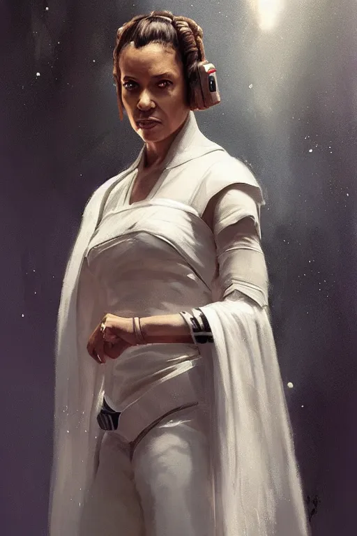 Prompt: candid portrait of will smith as princess leia by greg rutkowski