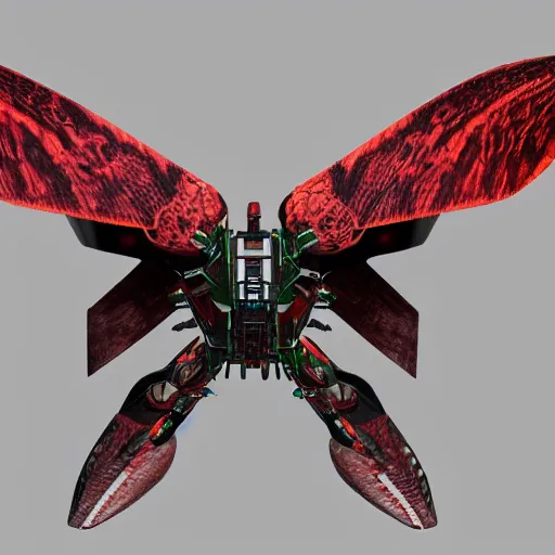 Prompt: a mechanized emperor moth with wings spread out, orthographic view, top down view, bottom view, side view, blueprints, gradius, mecha, jet fighter, space shuttle, robotic, highly detailed, artstation, super realistic, unreal engine