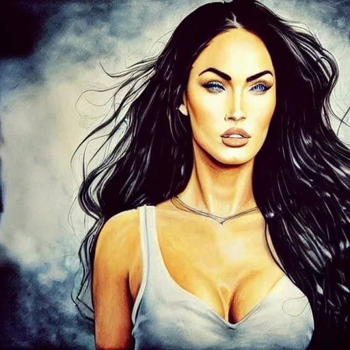 Image similar to “Megan Fox marker paintings, ultra detailed portrait, 4k resolution”