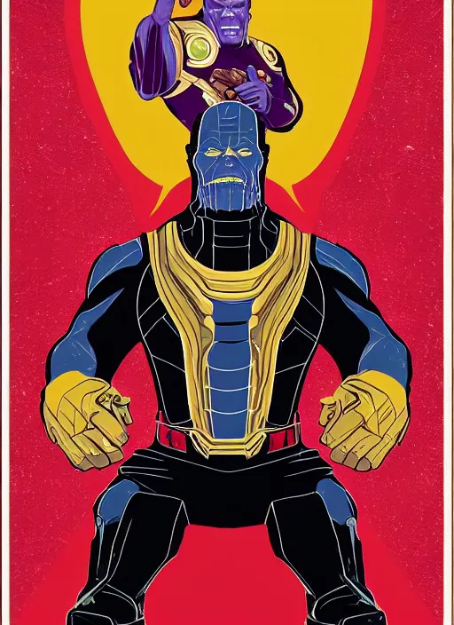 Image similar to 3 / 4 portrait of thanos. obama style poster by shepard fairey