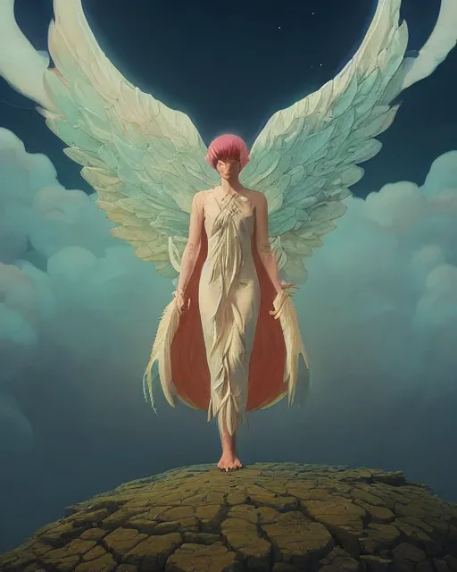 Image similar to highly detailed surreal vfx portrait of a decending seraphim upon the earth, stephen bliss, unreal engine, greg rutkowski, loish, rhads, beeple, makoto shinkai and lois van baarle, ilya kuvshinov, rossdraws, tom bagshaw, alphonse mucha, global illumination, detailed and intricate environment