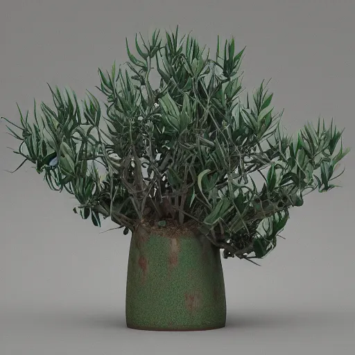 Prompt: a ceramic still distilling eucalyptus into a liquid, infrastructure, octane, 3 d model