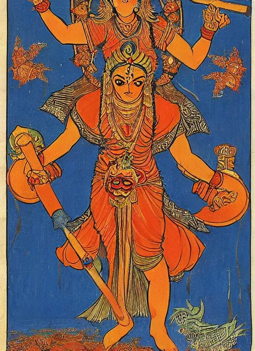 Image similar to kali - durga with a hammer and sickle and in the forehead the star burns : ivan bilibin