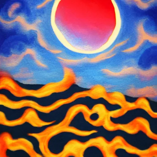 Prompt: the Moon is on fire