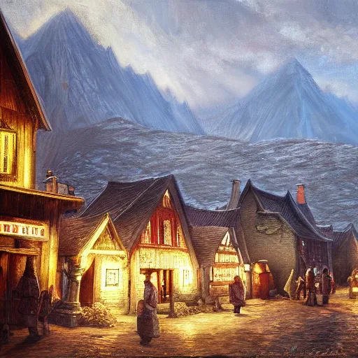 Prompt: the town of whiterun, oil painting