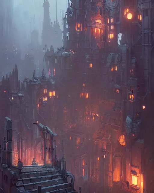 Image similar to gathering at the gallows at the courtyard of a robust dieselpunk futuristic fantasy castle, calming, uplifting mood, ultra realistic, factory, funny, small buildings, highly detailed, epic lighting, illuminated, cinematic, morning, art by eddie mendoza