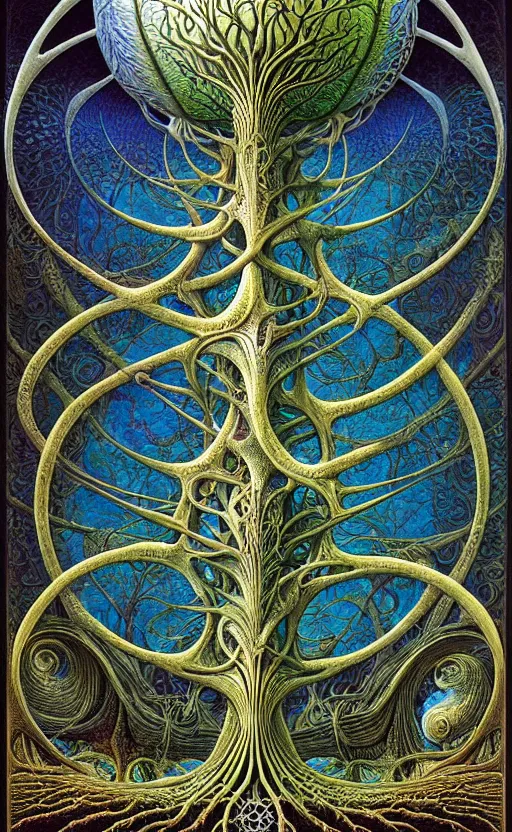 Image similar to tree of life by roger dean and andrew ferez, art forms of nature by ernst haeckel, divine chaos engine, symbolist, visionary, art nouveau, botanical fractal structures, organic, detailed, realistic, surreality