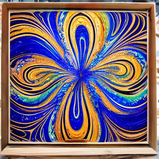 Image similar to Elaborate marble acrylic pour flow art abstract paint pouring painting, baroque motifs, swirls, kintsugi intricate roroco fractality