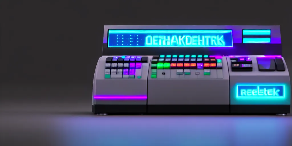 Image similar to cyberpunk cash register, octane render