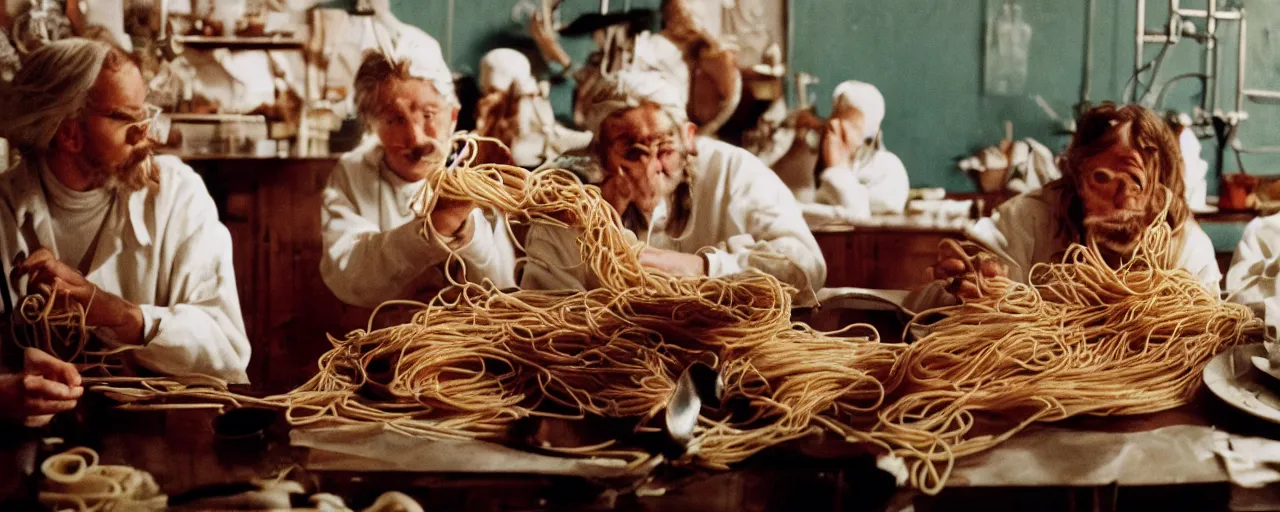 Image similar to the scientific revolution, spaghetti inspiration, aesthetic!!, small details, facial expression, intricate, canon 5 0 mm, wes anderson film, kodachrome, retro