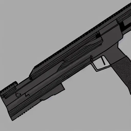 Image similar to concept art minimalist gun rifle weapon design all attachments