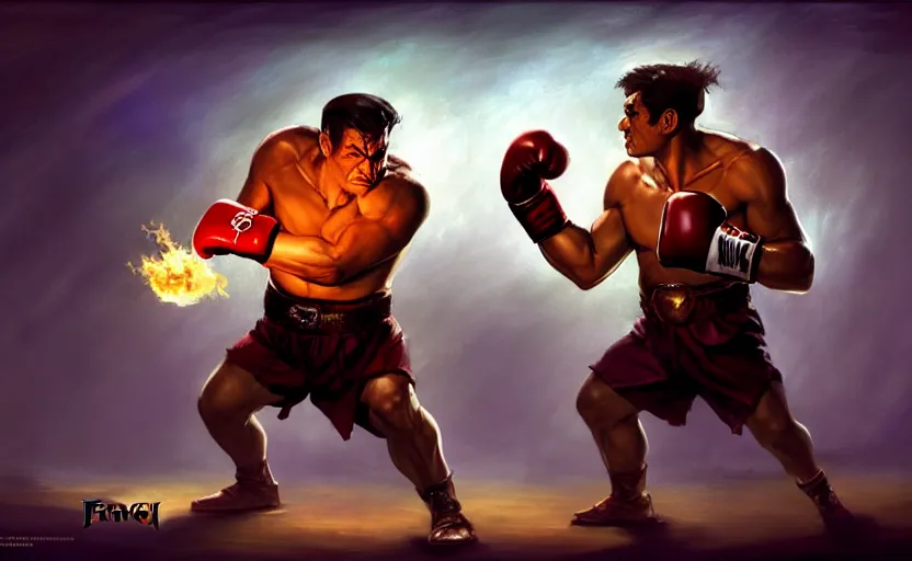 Image similar to magic : the gathering fantasy character concept art of a piece of toast wearing boxing trunks and boxing gloves, by frank frazetta and marco bucci, high resolution, gritty basement club background, dramatic stadium lighting, fantasy coloring, intricate, digital painting, artstation, smooth, sharp focus