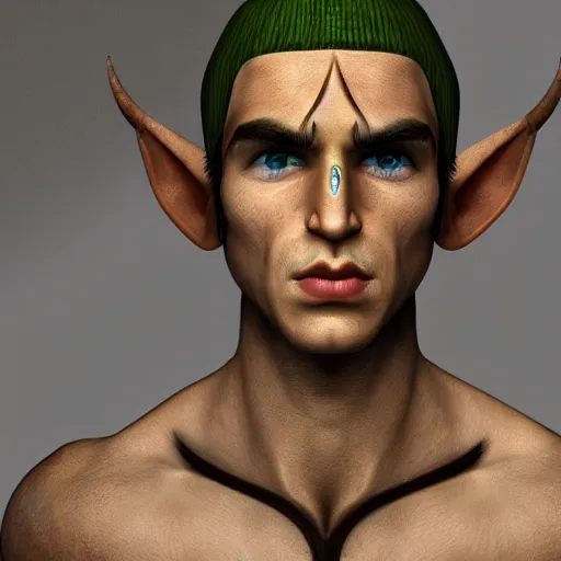 Image similar to A male elf, forwards facing, centered, realistic, beautiful, high resolution