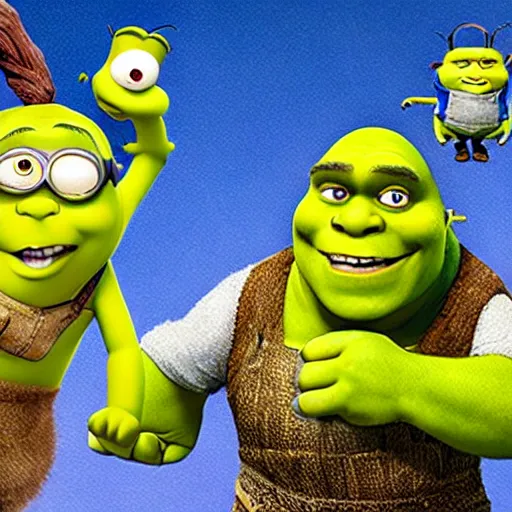 Image similar to shrek with the minions