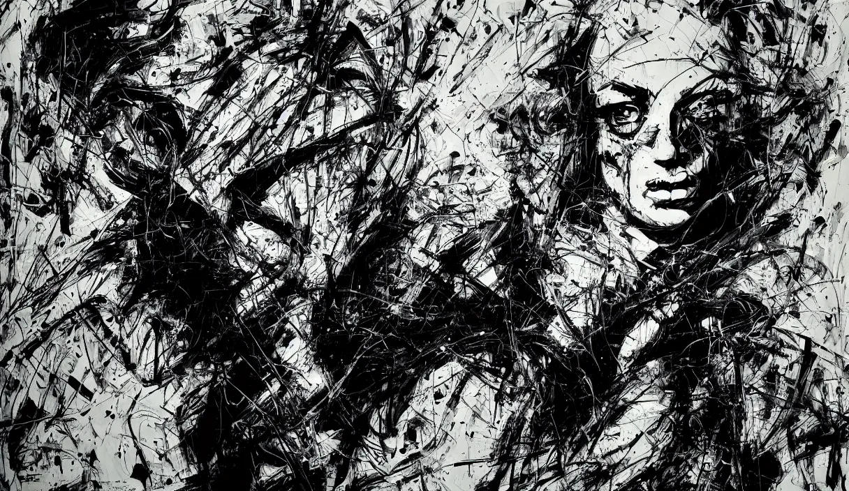 Image similar to abstract expressionism black and white artwork black lines 3 d sculpture painting highly detailed high quality by jackson pollock by russ mills 8 k