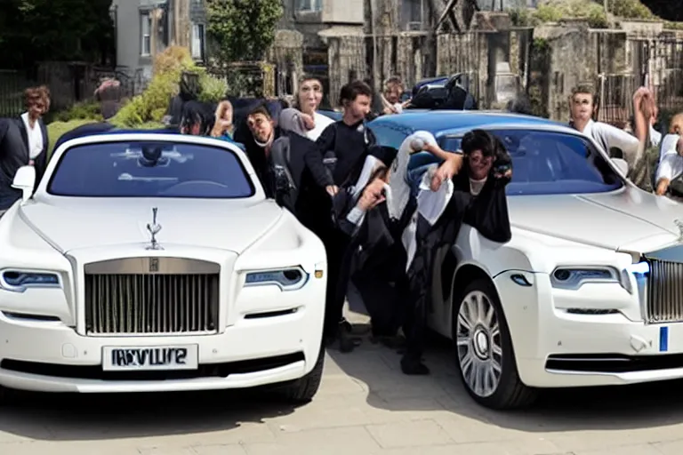 Image similar to stoned teenagers decided to drown Rolls-Royce