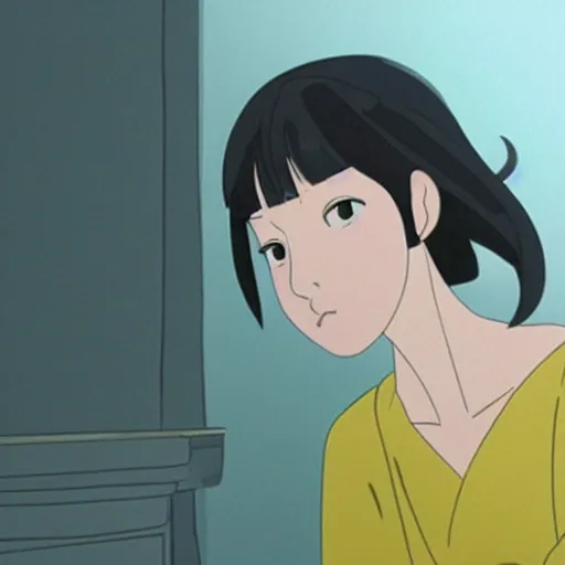 Prompt: a beautiful portrait of rebecca hall by mamoru hosoda