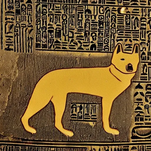 Prompt: shiba inu as an ancient Egyptian hieroglyphs