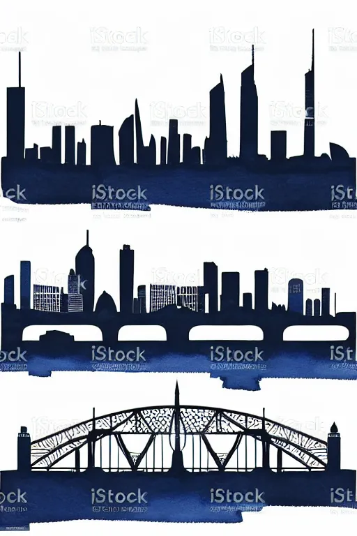 Image similar to minimalist watercolor art of frankfurt river bridge skyline, illustration, vector art