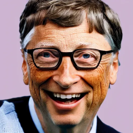 Image similar to bill gates eating an apple, face closeup