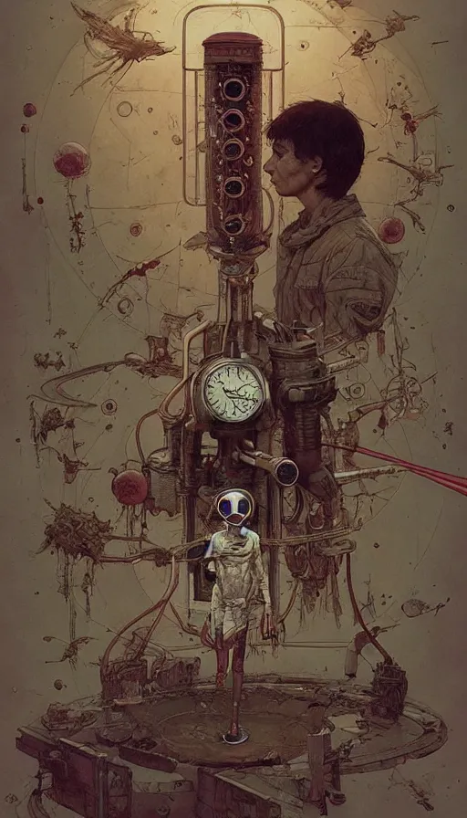 Image similar to single - use time - travel simulation capsule by chiara bautista, beksinski and norman rockwell and greg rutkowski weta studio, and lucasfilm