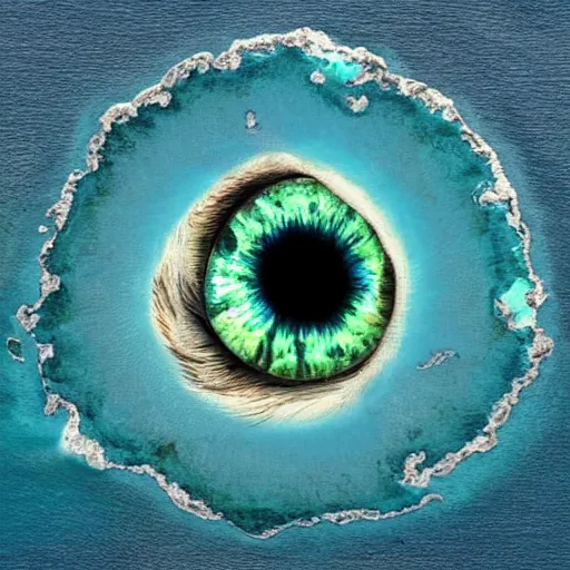 Prompt: my eye is an island,