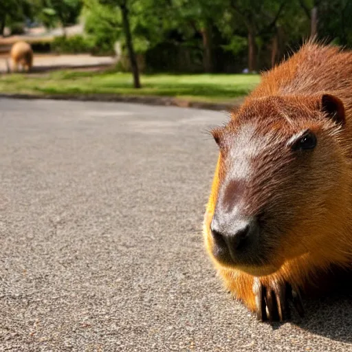 Image similar to a capybara in front of a computer holding a computer