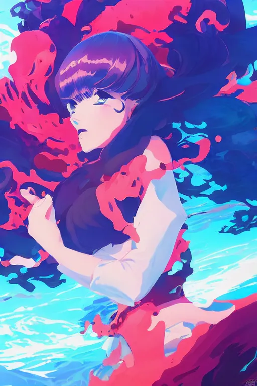 Prompt: majestic princess of tsunami, anime portrait, style of duelyst, by Ilya Kuvshinov, anton fadeev, nicola salvior, Ross Tran, Yasuhiro Takemoto, Kyoto Animation
