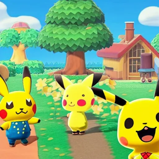 Prompt: Pikachu in Animal Crossing