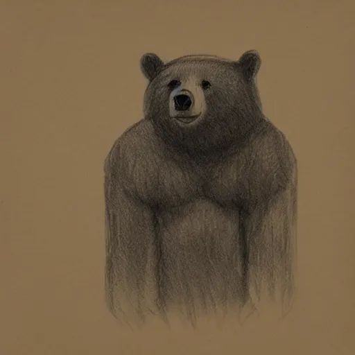 Image similar to a sketchbook of a bear, pencil and paper, 4 k, artstation, swesome