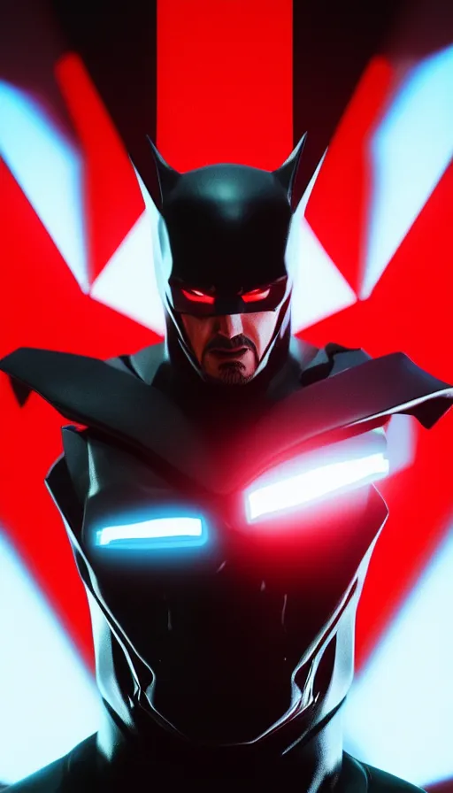 Image similar to :a portrait of KEANU REEVES as Batman Beyond+UNREAL ENGINE 5+4K UHD IMAGE+Stunning LIGHTING+Stunning SHADERS+SUBSTANCE PAINTER